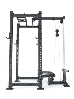 R8 BlackHawk Power Rack in Black – Plate Loaded with Lat Pulldown & Low Row