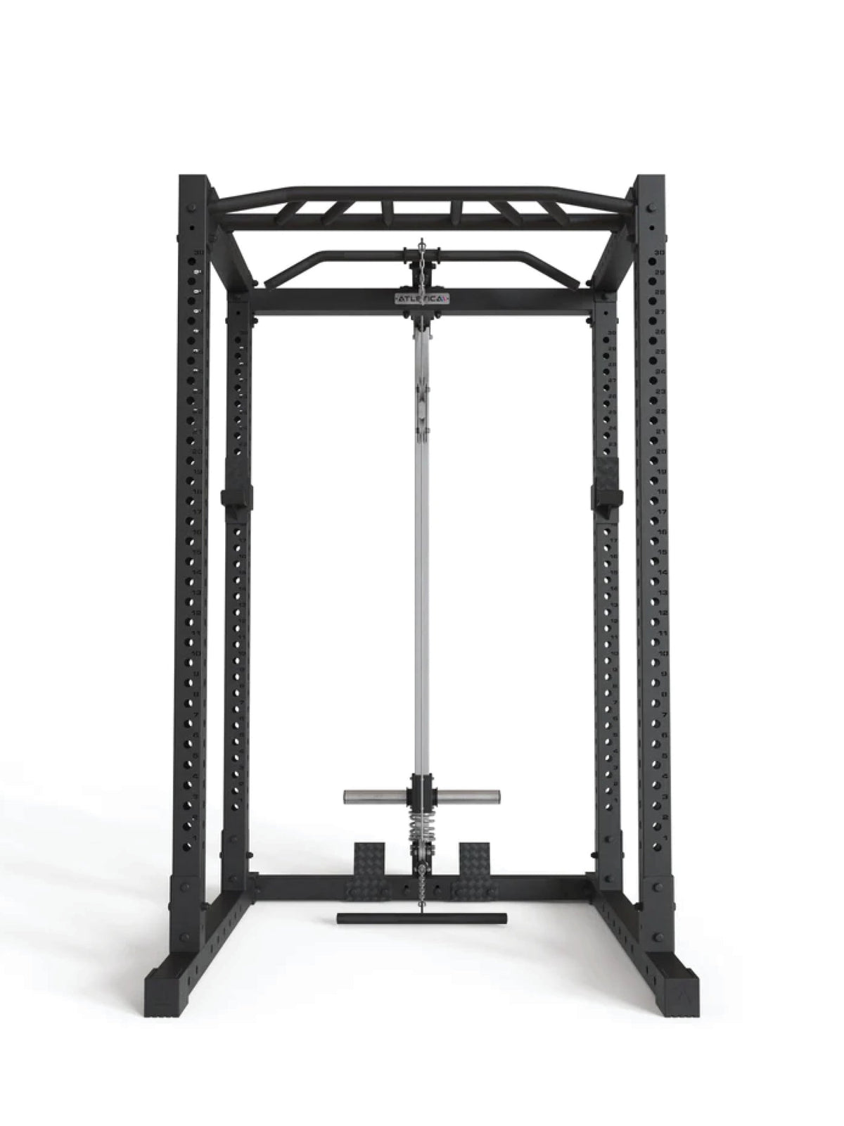 Power Rack R7-Base Plate with Lat Pulldown & Low Row, Multi-Grip Pull-Up Bar & J-Hooks 