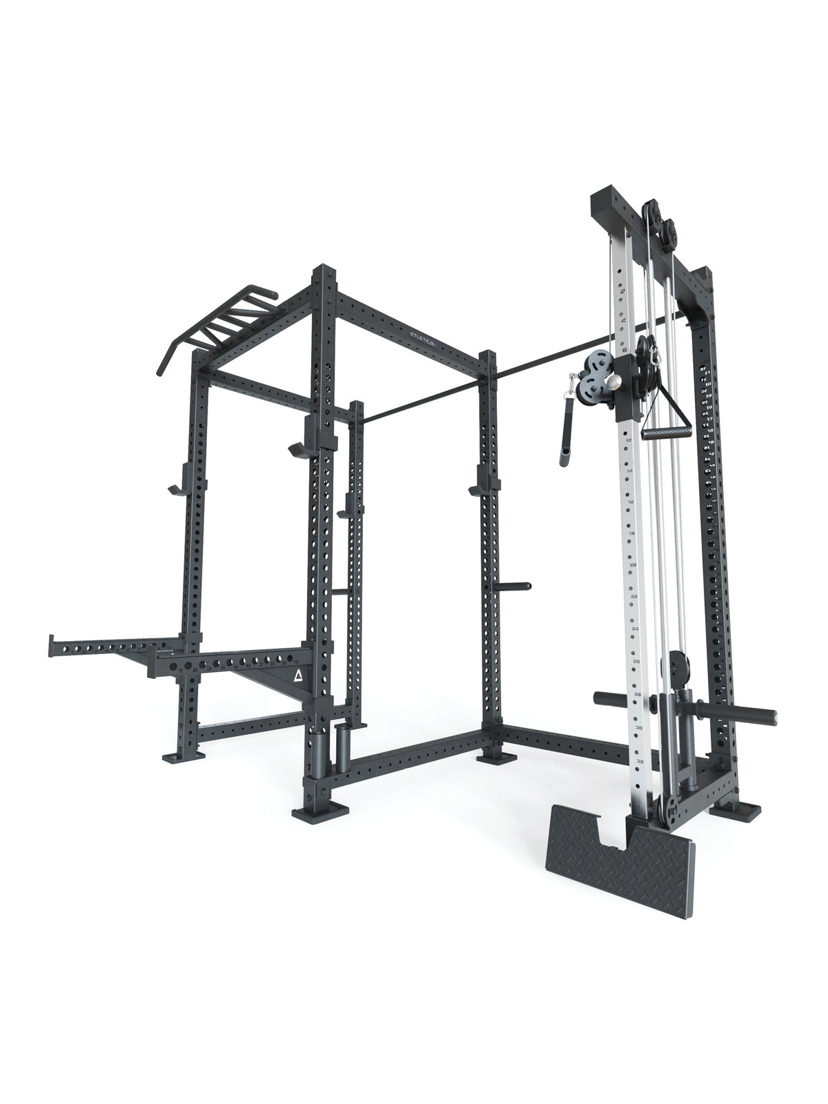 R8 Drift PRO Power Rack - black rack with Pull-Up Bar, Cable Pulley, weight plate holders