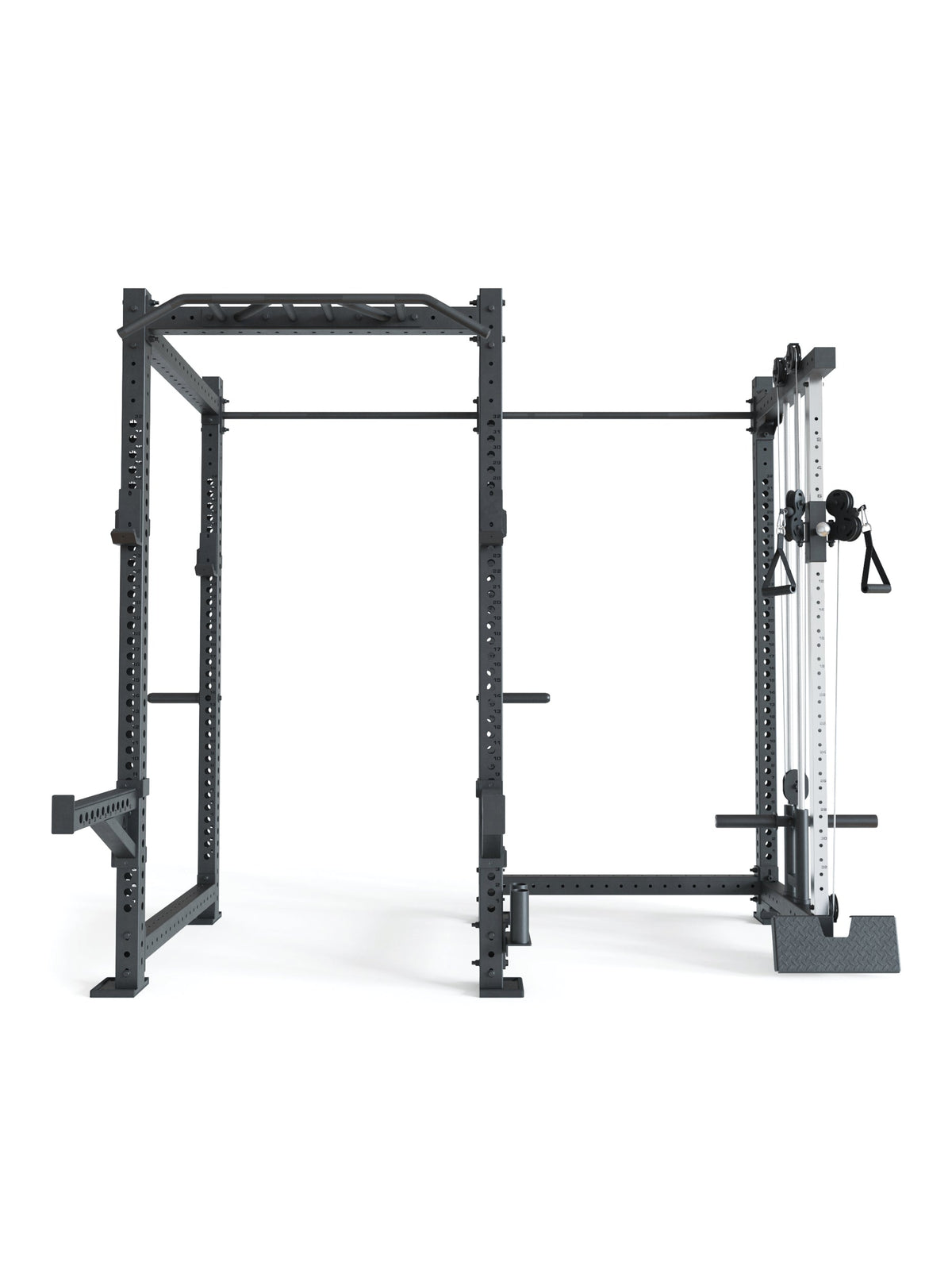 R8 Drift PRO Power Rack - black rack with Pull-Up Bar, functional trainer, Weight Plate holders