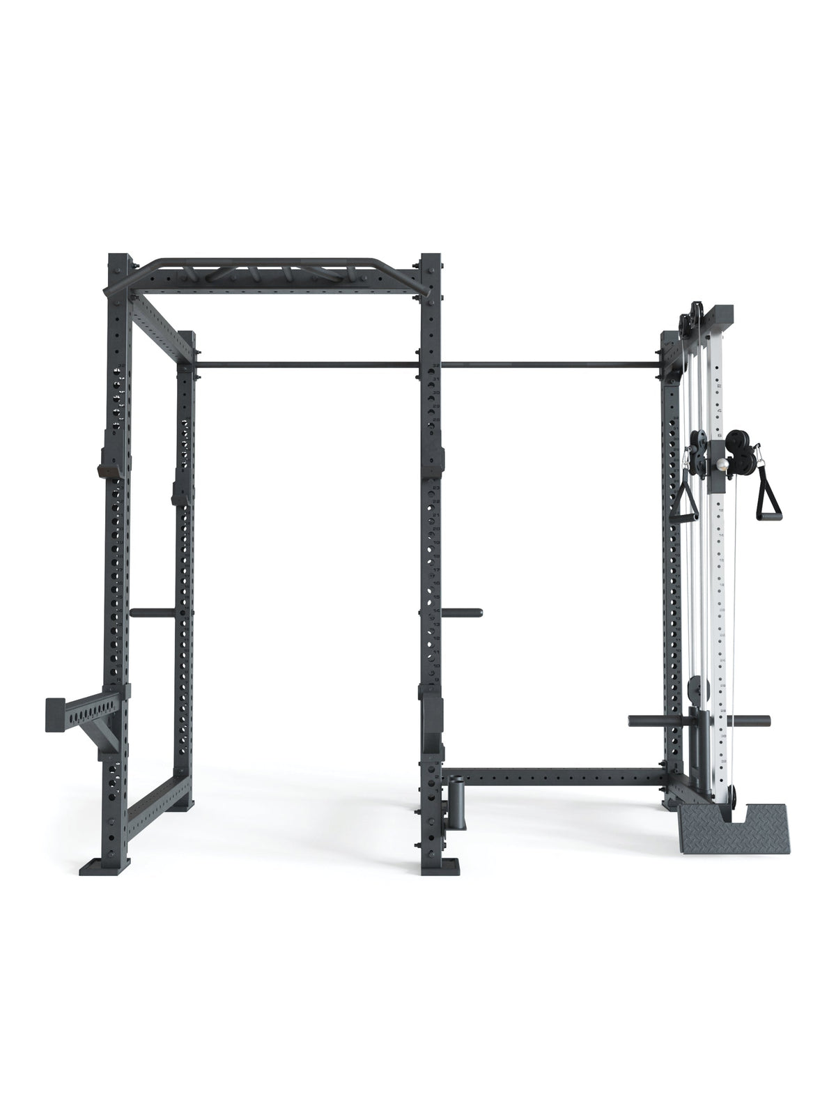 R8 Drift PRO Power Rack - black rack with Pull-Up Bar, functional trainer, Weight Plate holders