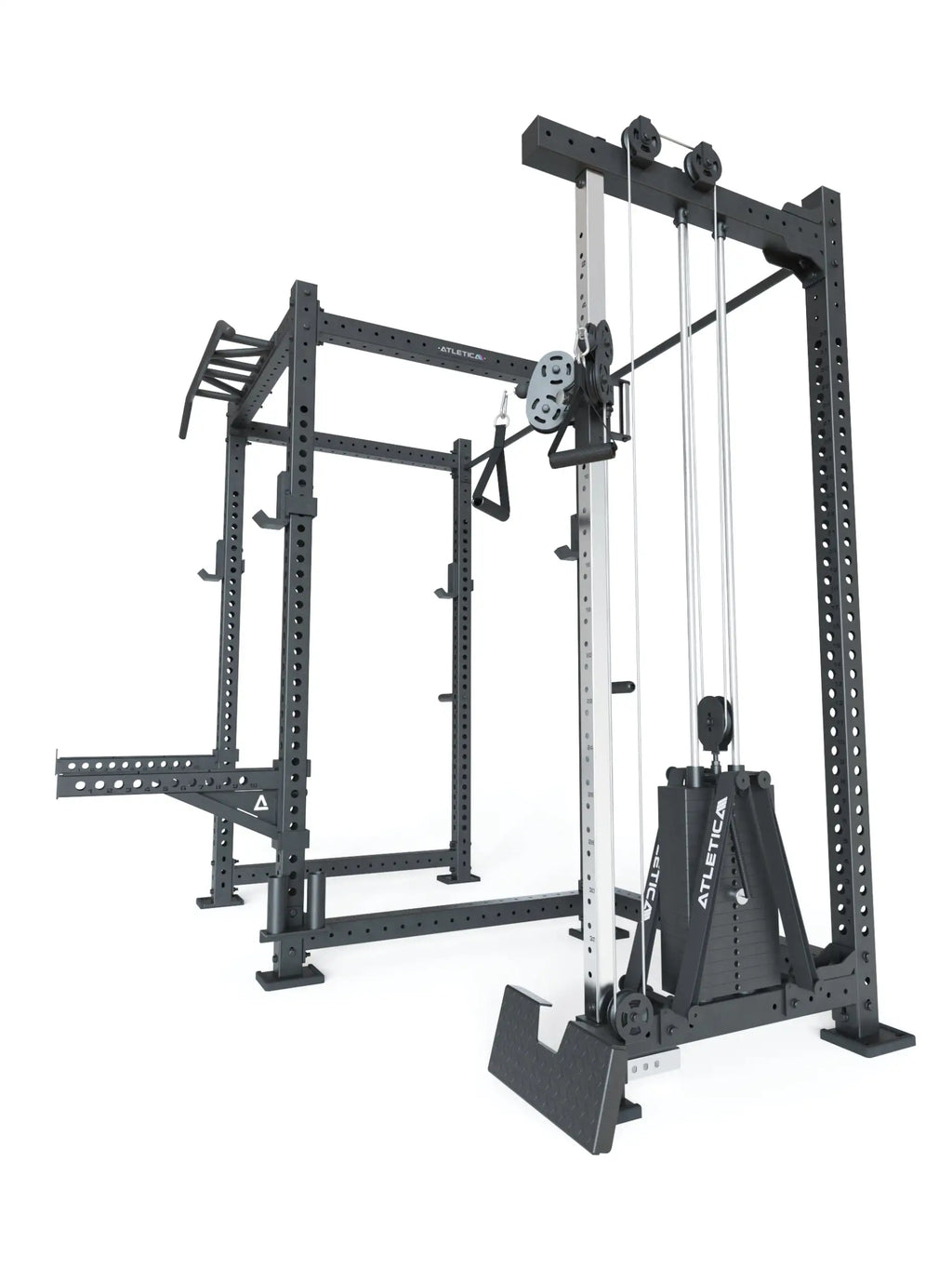 R8 Drift PRO Power Rack - black rack with Pull-Up Bar, Cable Pulley, weight stack