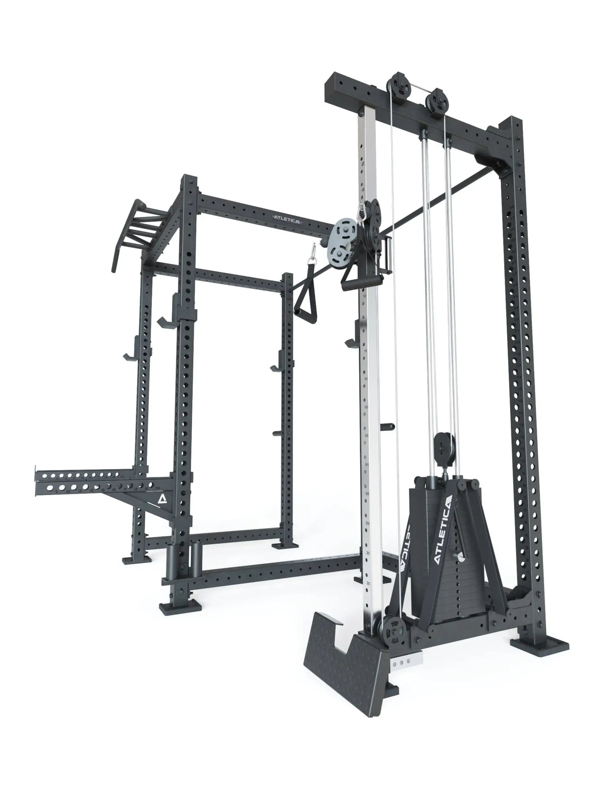 R8 Drift PRO Power Rack - black rack with Pull-Up Bar, Cable Pulley, weight stack