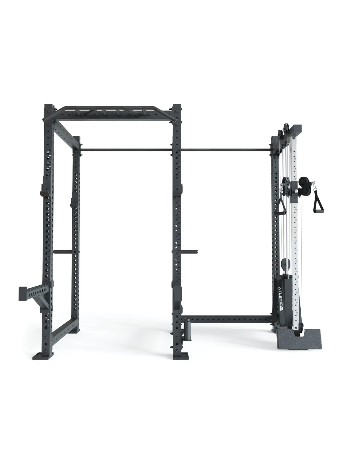 R8 Drift PRO Power Rack - black rack with Pull-Up Bar, Cable Pulley, weight plate holders