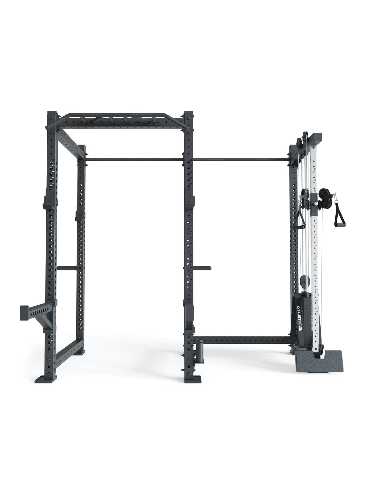 R8 Drift PRO Power Rack - black rack with Pull-Up Bar, Cable Pulley, weight plate holders