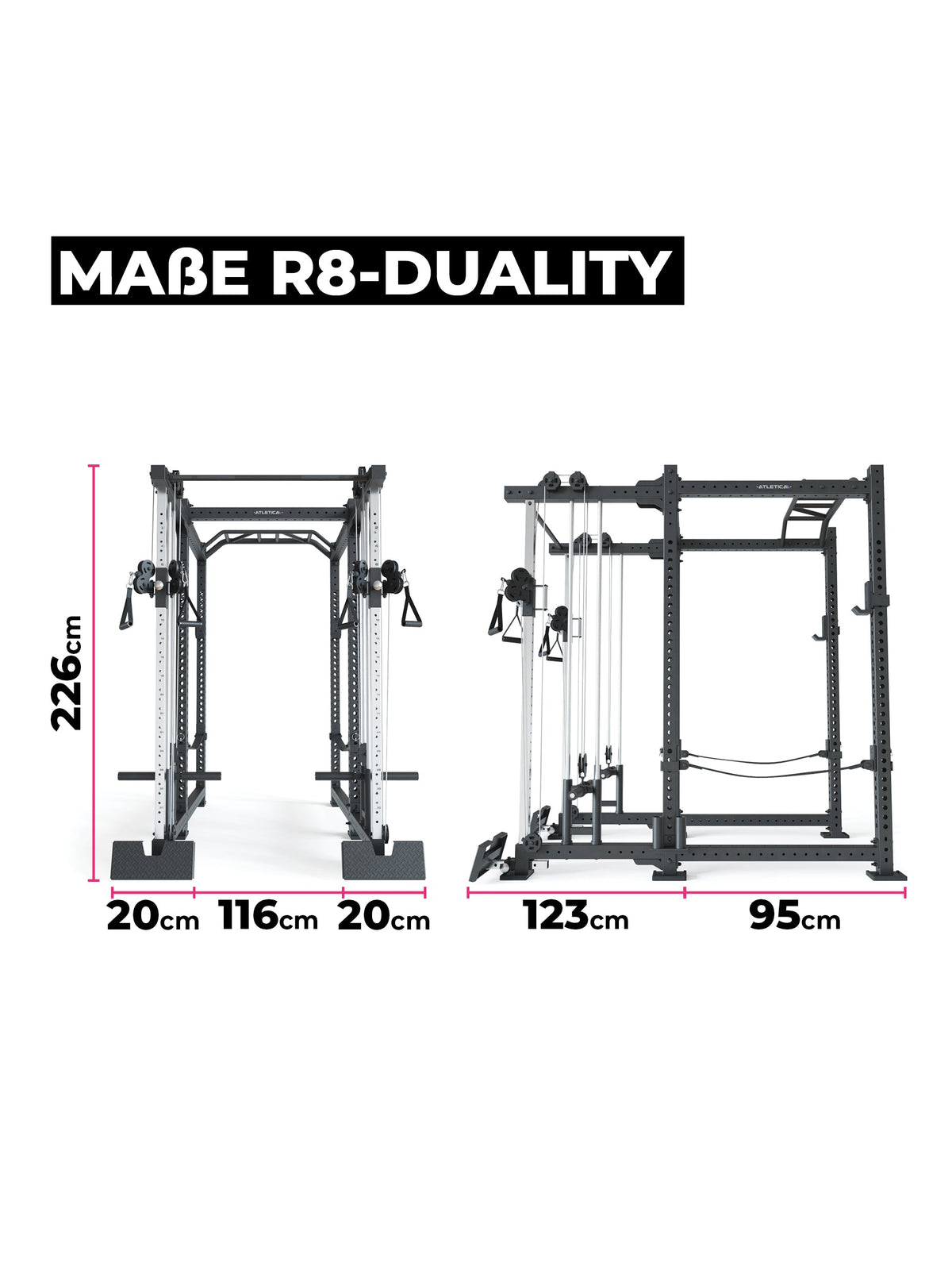 R8 Duality Power Rack dimensions - 89"x46"x48"