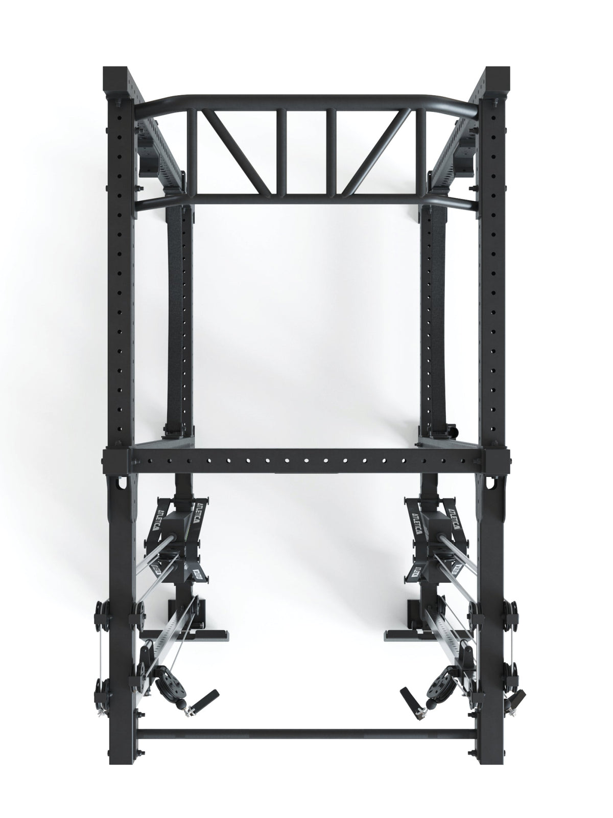 R8 Duality - Black power rack with cable pulley, weight plate holders