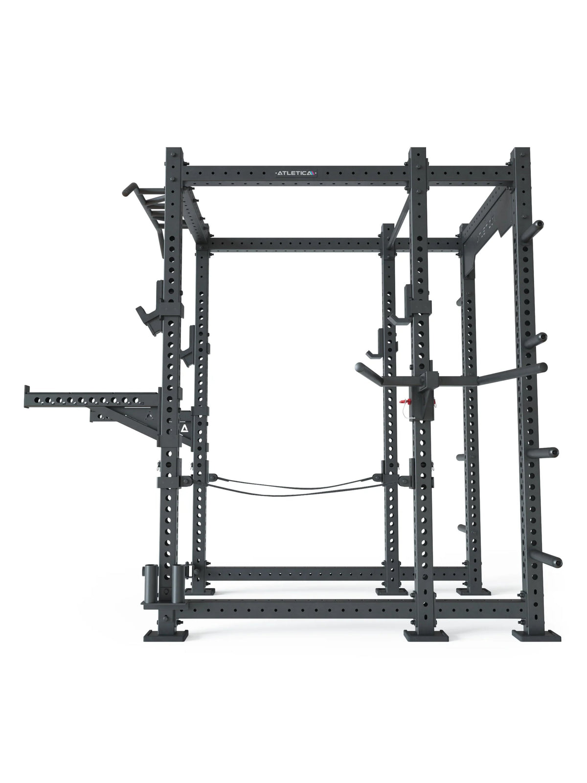 R8-ShockWave Power Rack with cable pulley: side view of overall setup