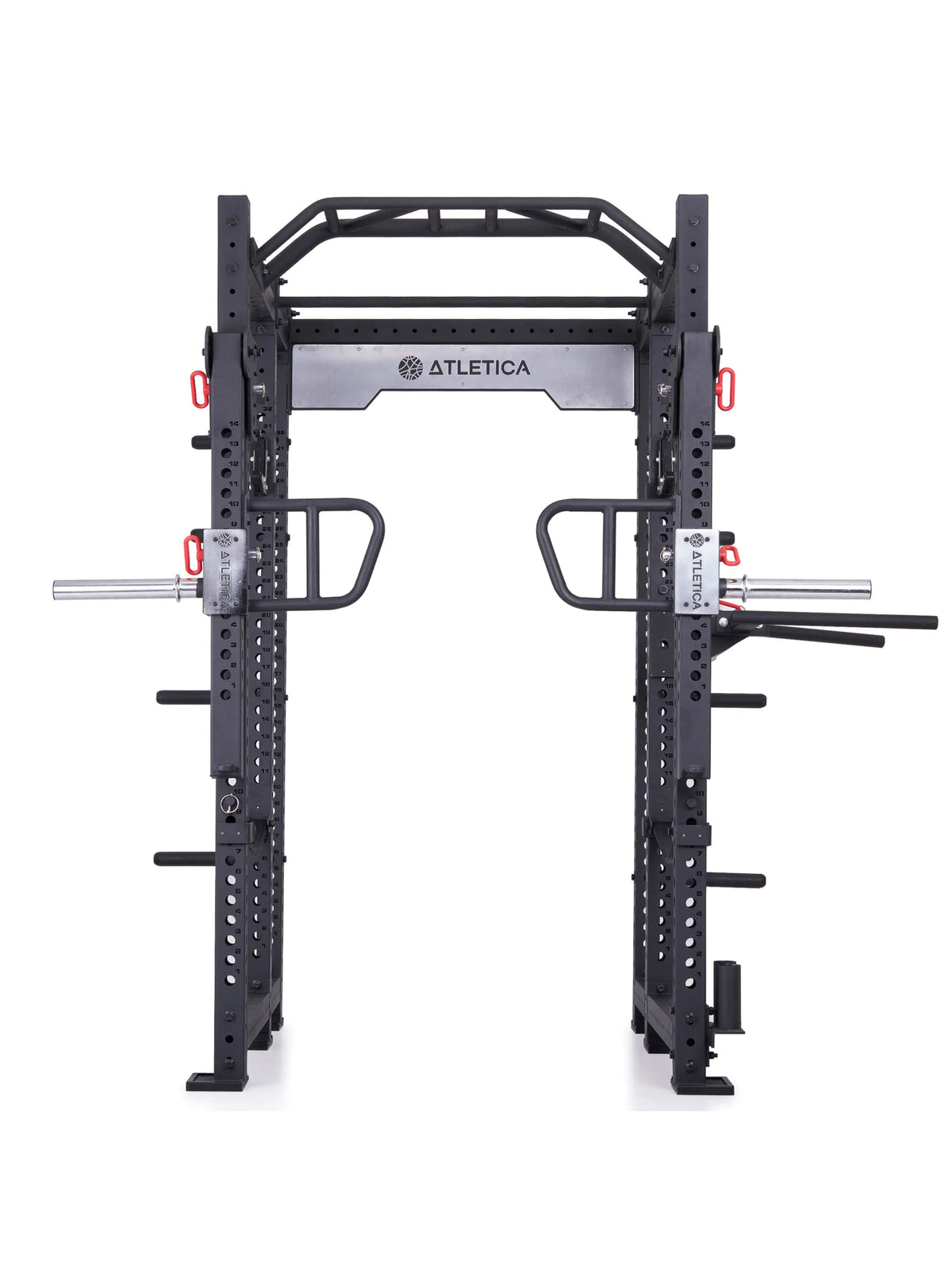 R8 Strike Power Rack with Jammer Arms and Weight Plate Holders