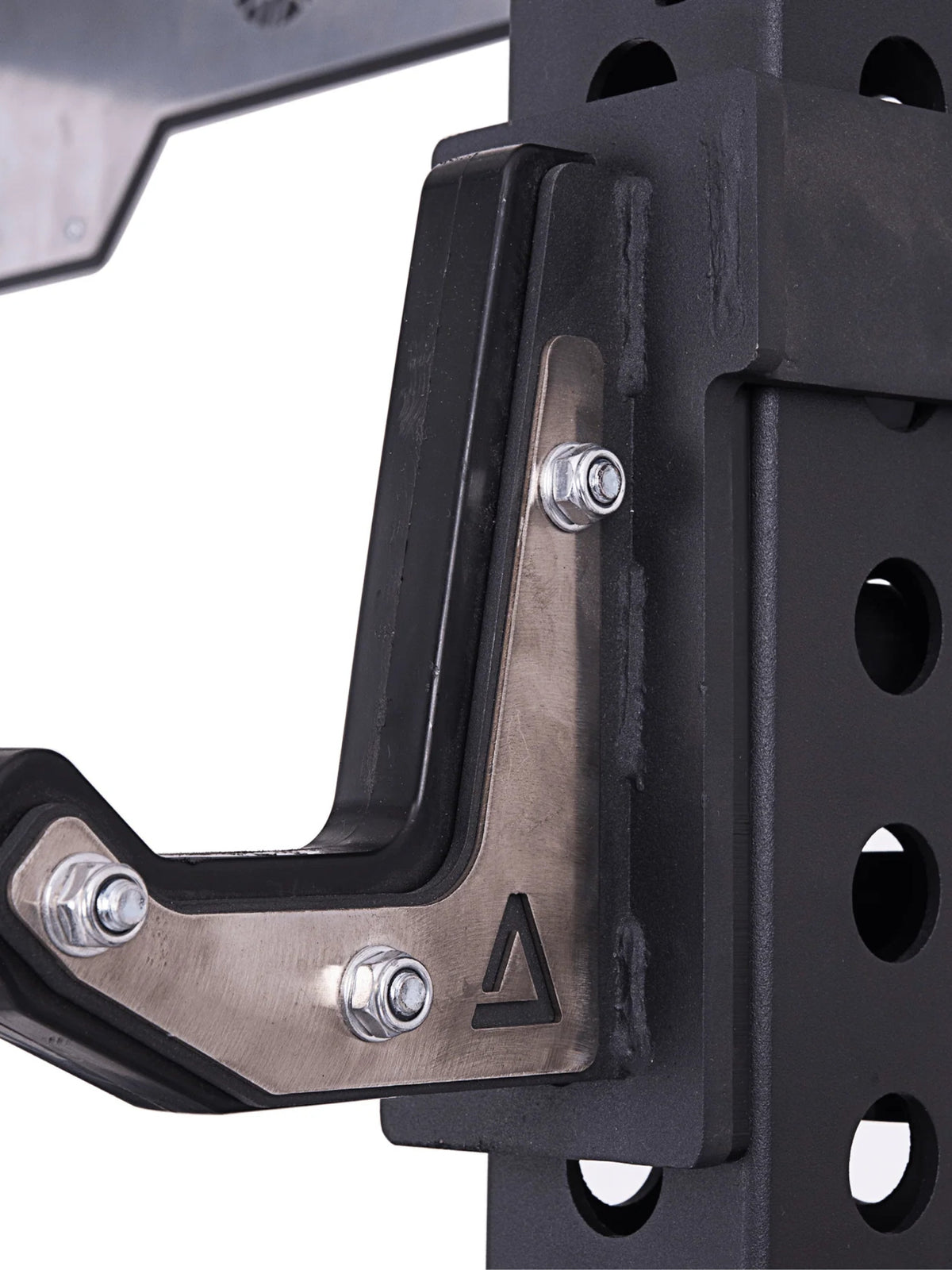 R8 Strike Power Rack with weight plate holders in detail