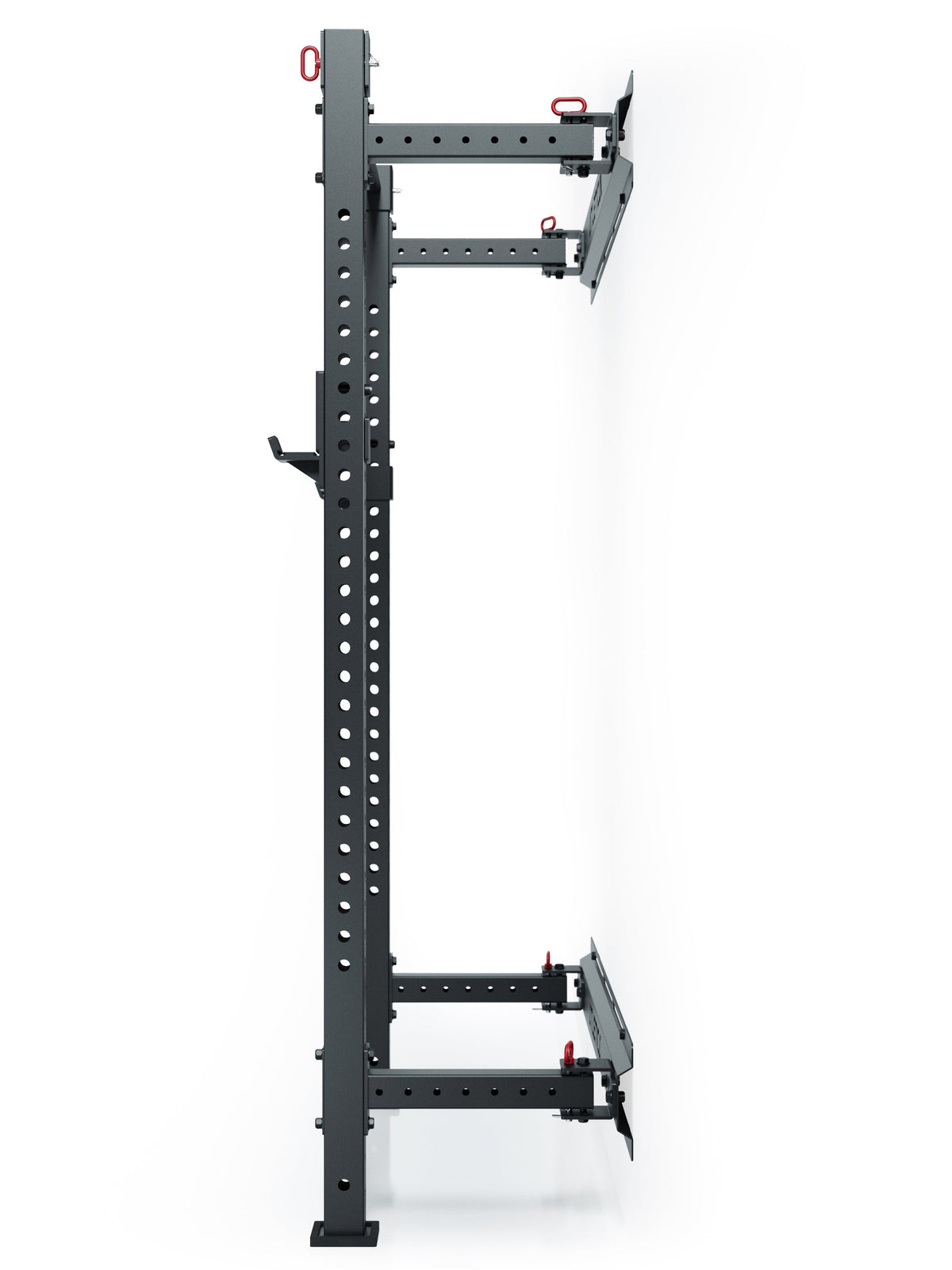 R7 Wall Rack - compact wall cage, foldable, black steel construction, red safety pins