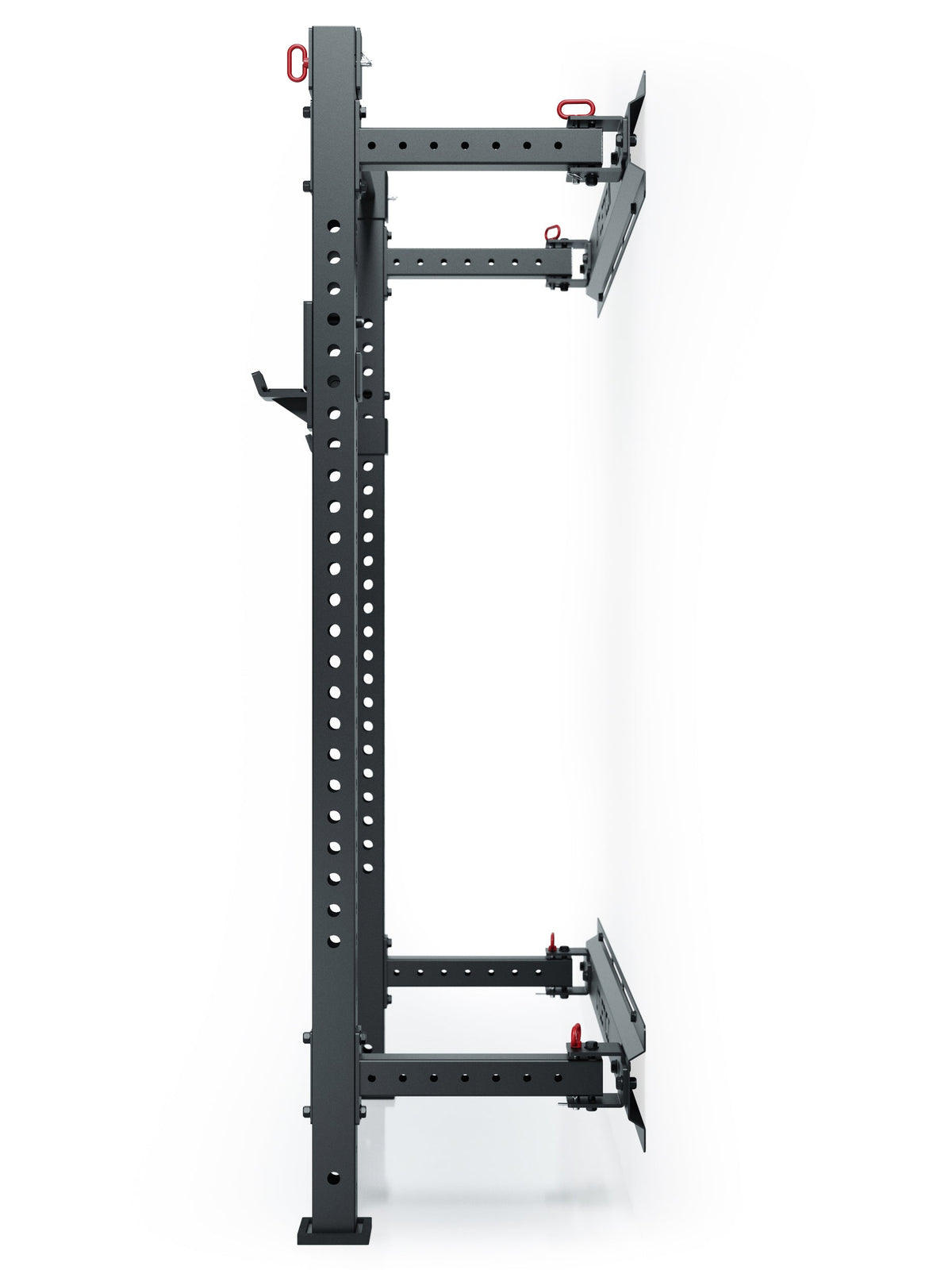 R7 Wall Rack - compact, foldable metal wall frame with hole pattern and red safety pins 