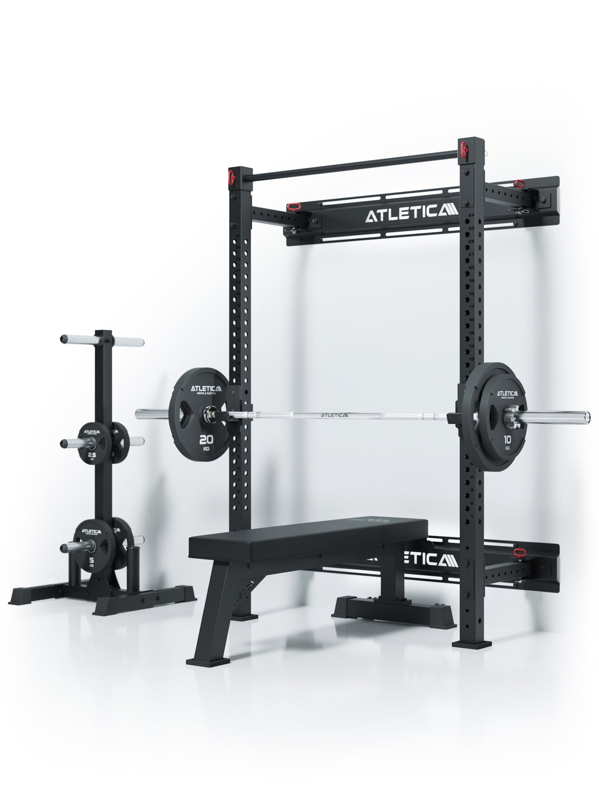 R7 Wall Rack - Power Cage with Weight Bench, Barbell, Weight Plates, Dip Station 