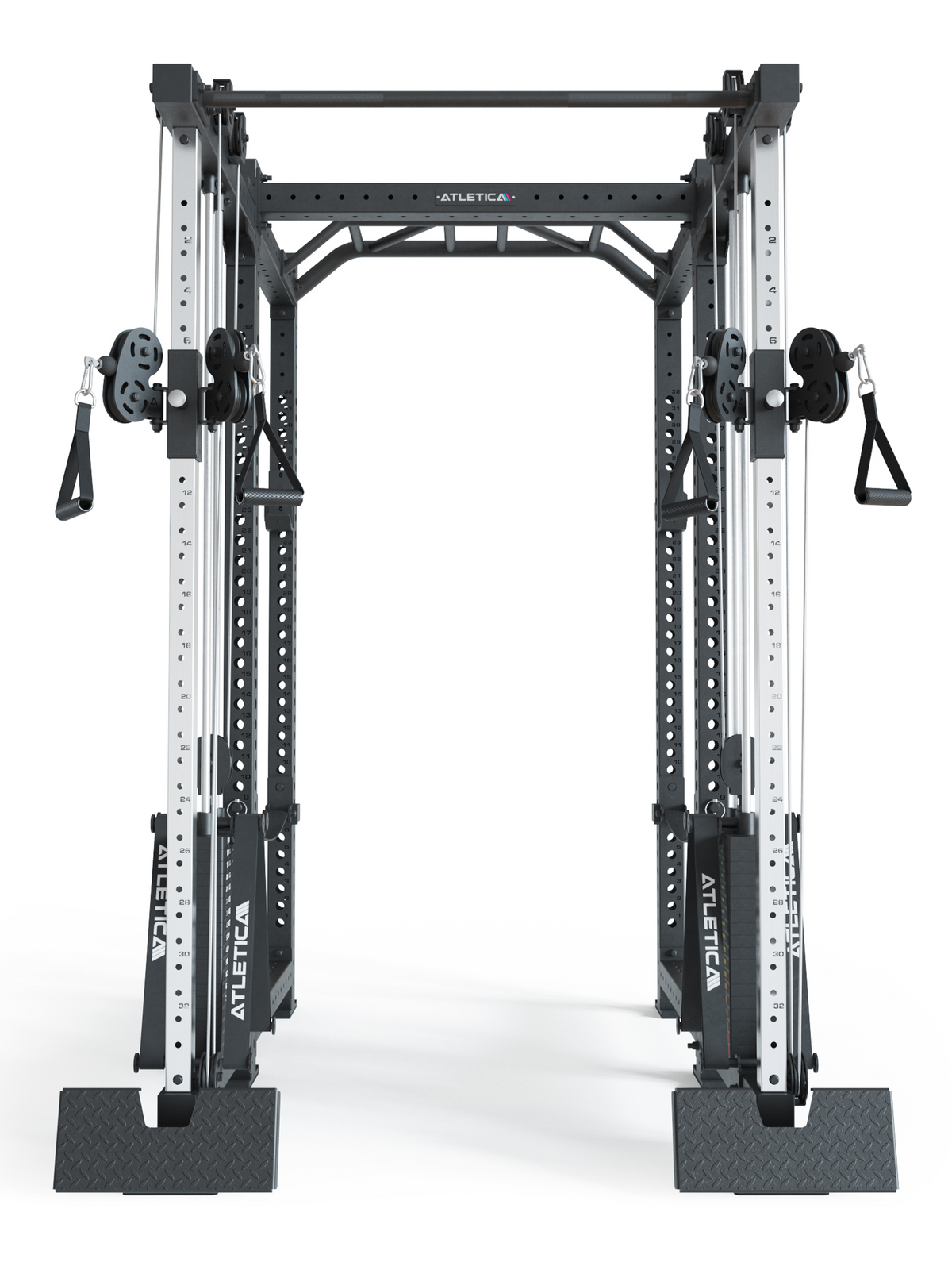Atletica R8 Duality PRO power rack, medium depth, front view