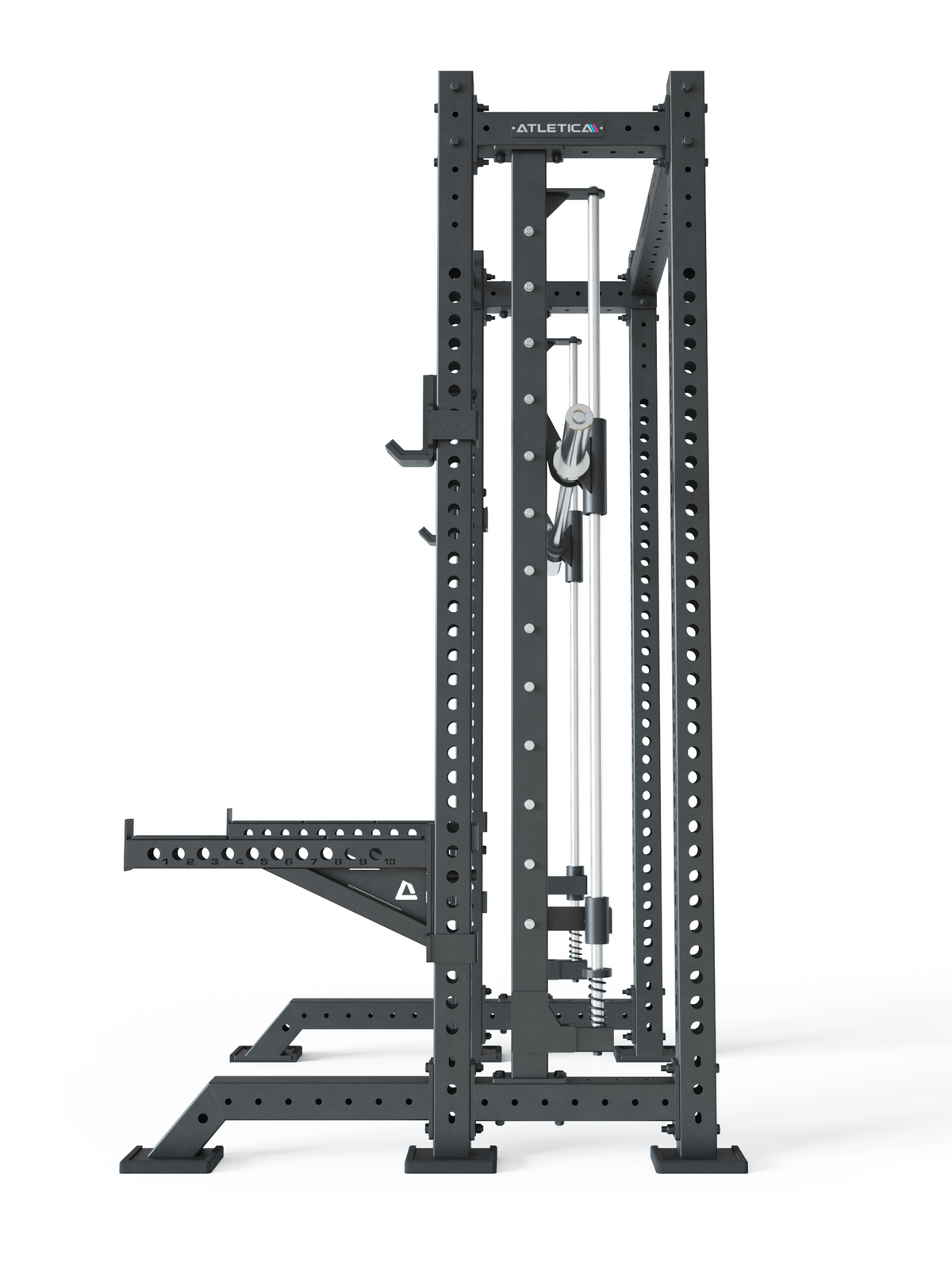 R8 Spectre Short - black Power Rack with Smith Machine, hole grid, barbell hooks on top 