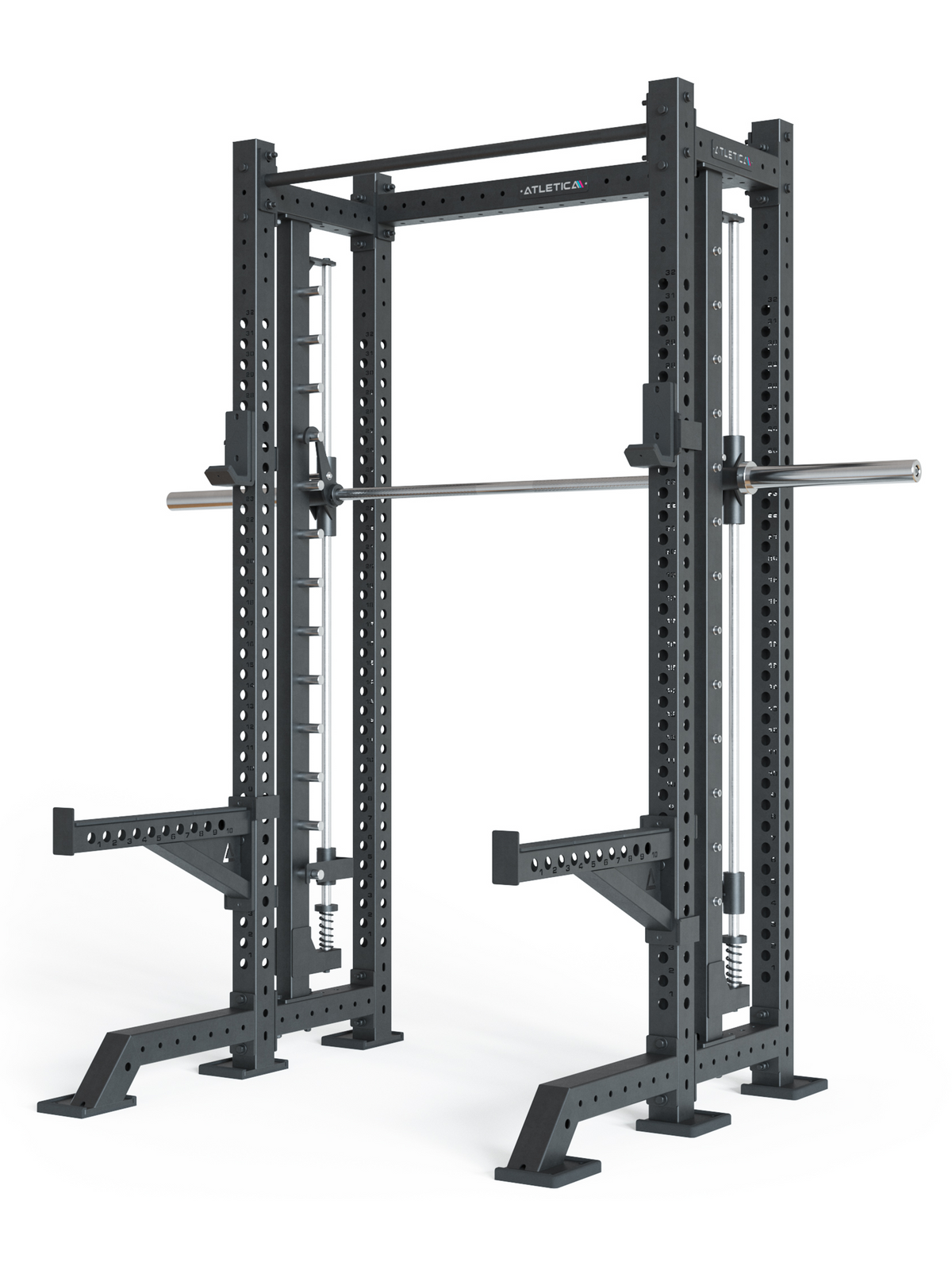 R8 Spectre Short - Black Power Rack with Barbell and Smith Machine 