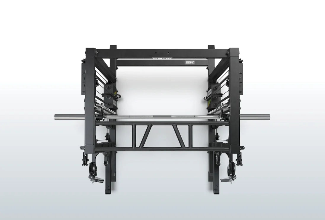 R7 Fighter Base Power Rack mit schlanker Stellfläche, Smith Bar und integrierten Kabelzügen
