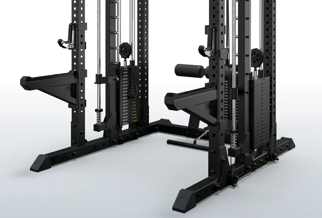 R7 EVO Fighter Power Rack mit dualem Gewichtsstapel-System und Safety Spotter Arms