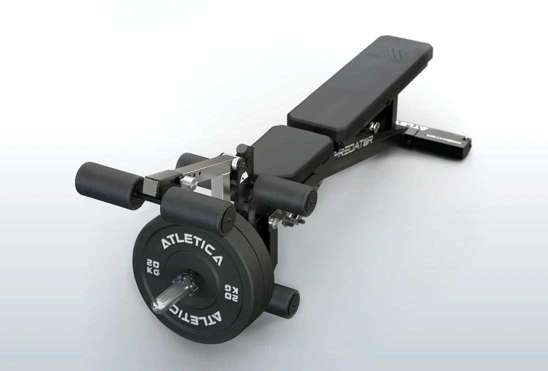 R7 EVO Fighter Power Rack mit konfigurierbarer Predator Bench und Beinrollen