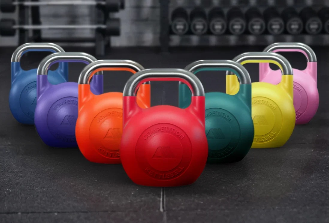 Atletica Competition Kettlebells in verschiedenen Farben: Identische Außenmaße über alle Gewichte