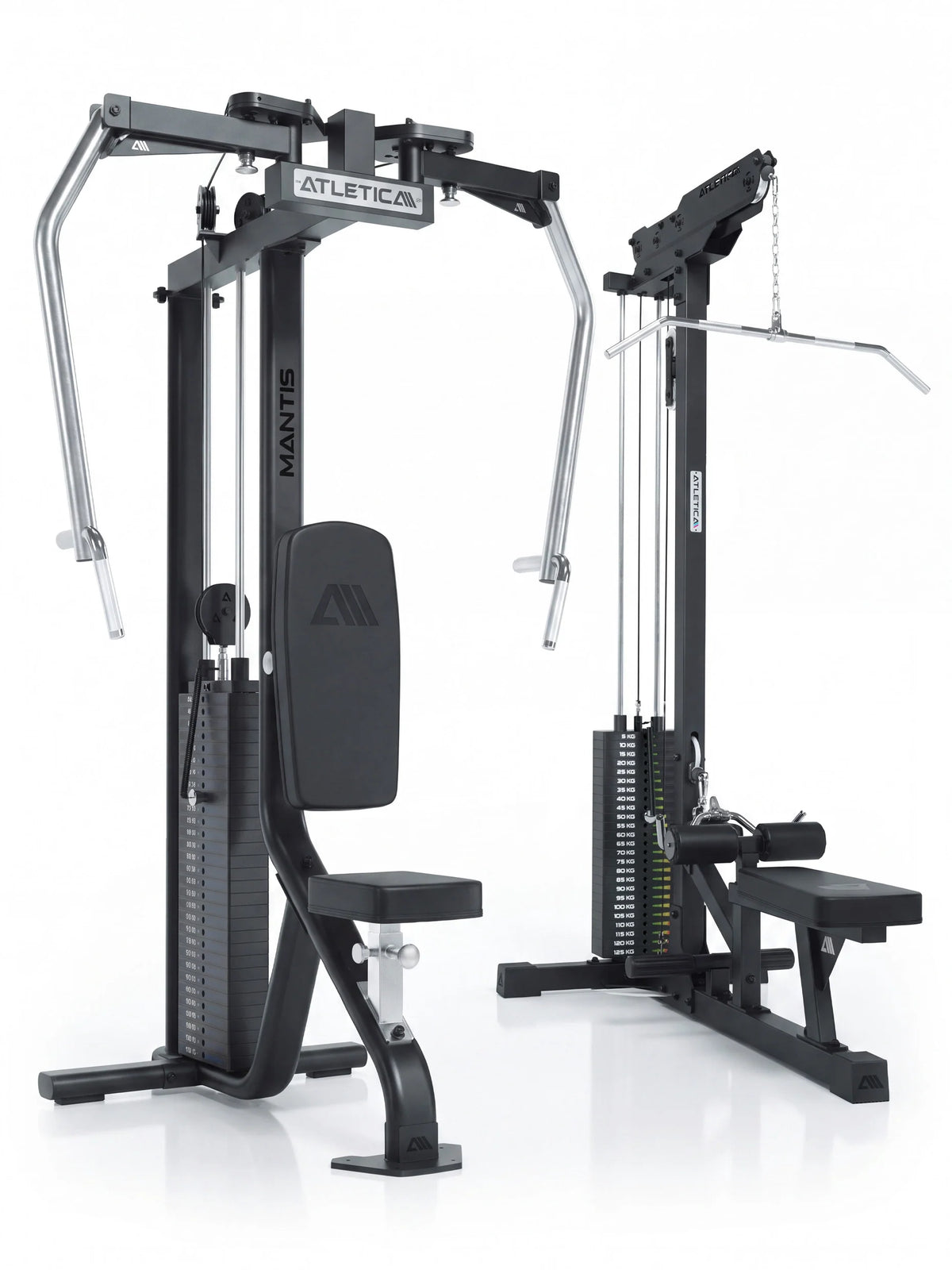 Atletica Push Pull Set with Lat Pulldown with Low Row 88" height and Mantis Butterfly and Reverse Combo