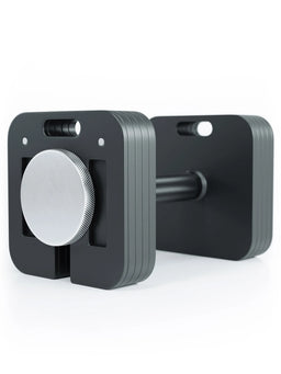 Atletica QUAD Adjustable Dumbbells 45 lb Pair with black weight plates, silver adjustment dial and knurled grip