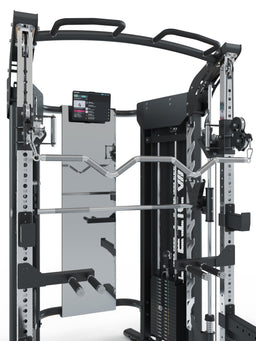 Quantum Functional Trainer with dual Cable Pulley, Smith Machine and training mirror, Smart Device holder