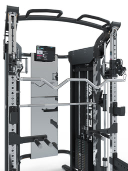 Home Gym PRO Quantum:
Award-winning design with many parts made of stainless steel,
Including training mirror, smart device holder and extensive accessories