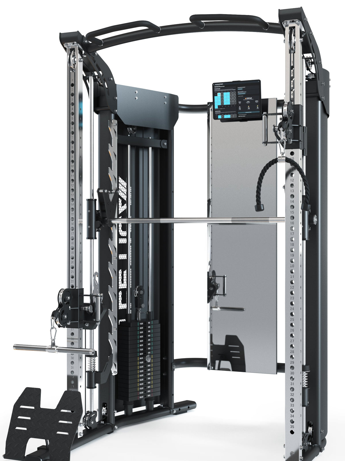 Quantum Home Gym with Extensive Accessories: Single Handles, Triceps Rope, Curl Bar, Dip Bars, Jammer Arms, Belt Squat Platform