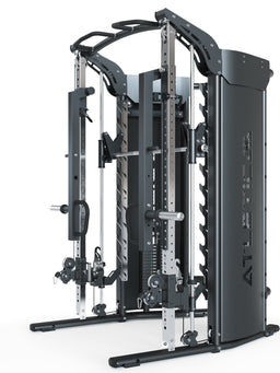 Quantum Home Gym with stainless steel uprights, J-Hooks, Jammer Arms and Safety Spotter loadable up to 550 lb, 31 height positions