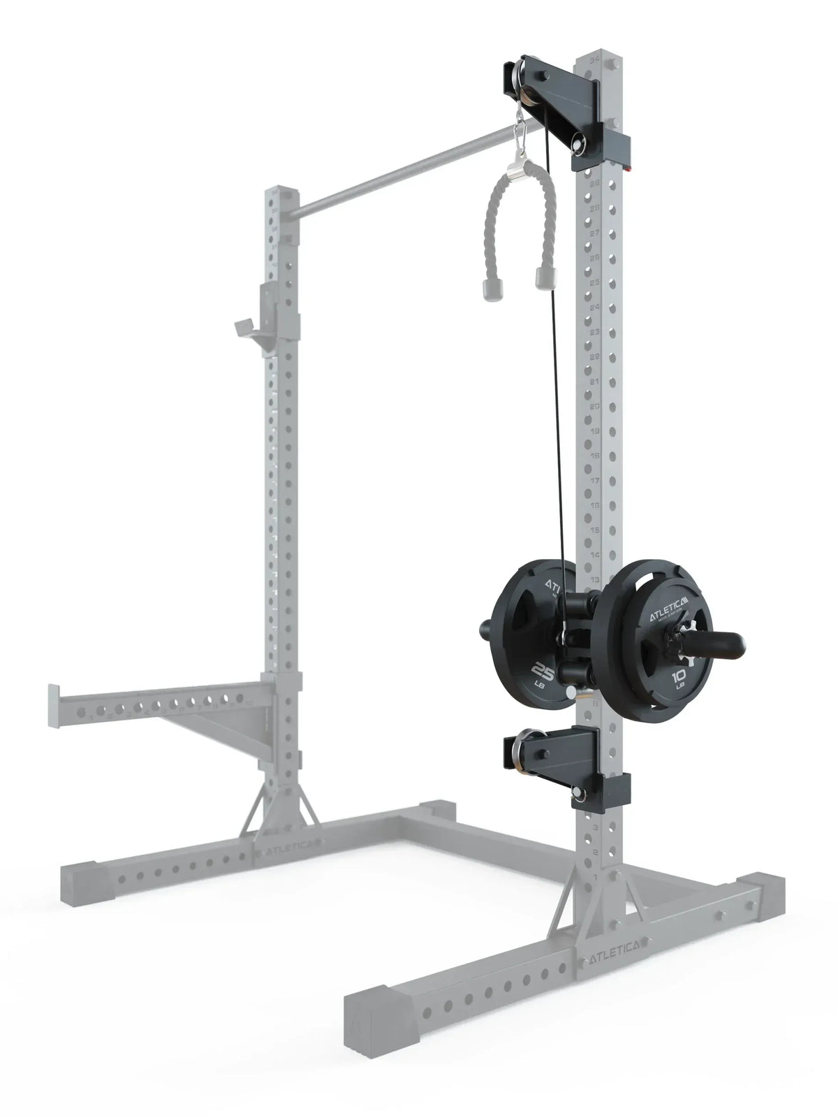 R7 Plate Loaded Cable System - cable pulley with mounted weight plates on the rack