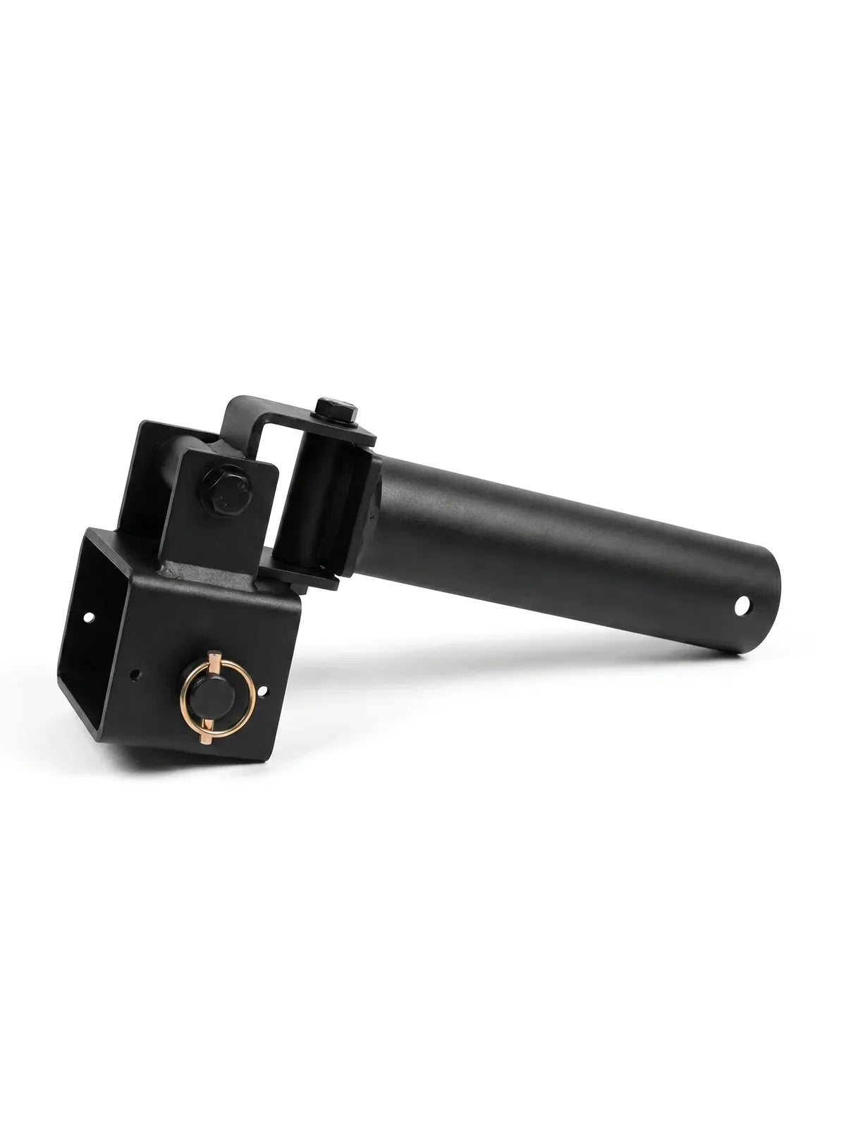 Atletica R7 Landmine attachment, angled view of sleeve and rack mount
