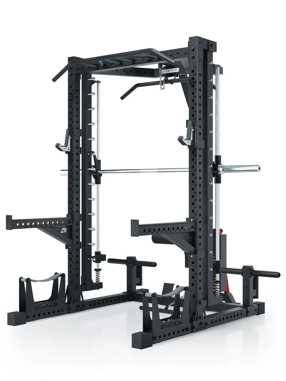 ATLETICA R7 Squat Rack with Smith Machine and 275 lb Lat Pulldown Nemesis 2.75"x2.75" Uprights R7 Series 