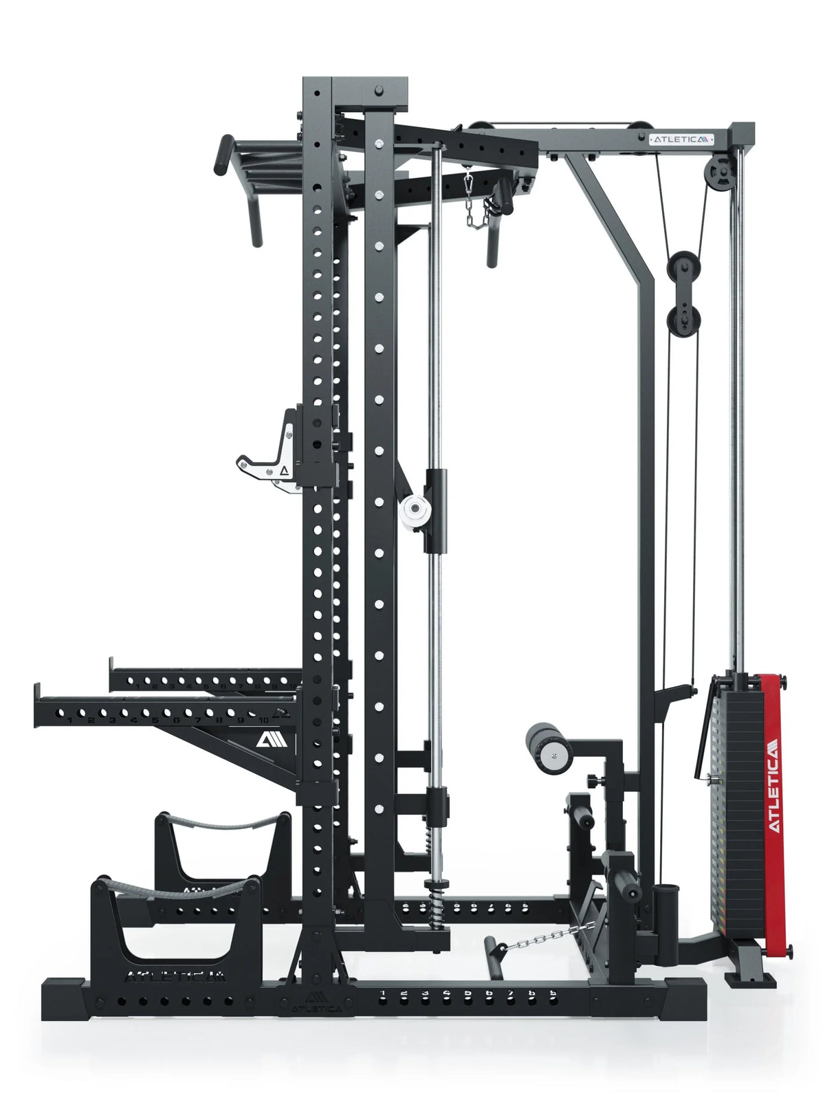 ATLETICA R7 Squat Rack with Smith Machine and 275 lb Lat Pulldown Nemesis 2.75"x2.75" Uprights R7 Series