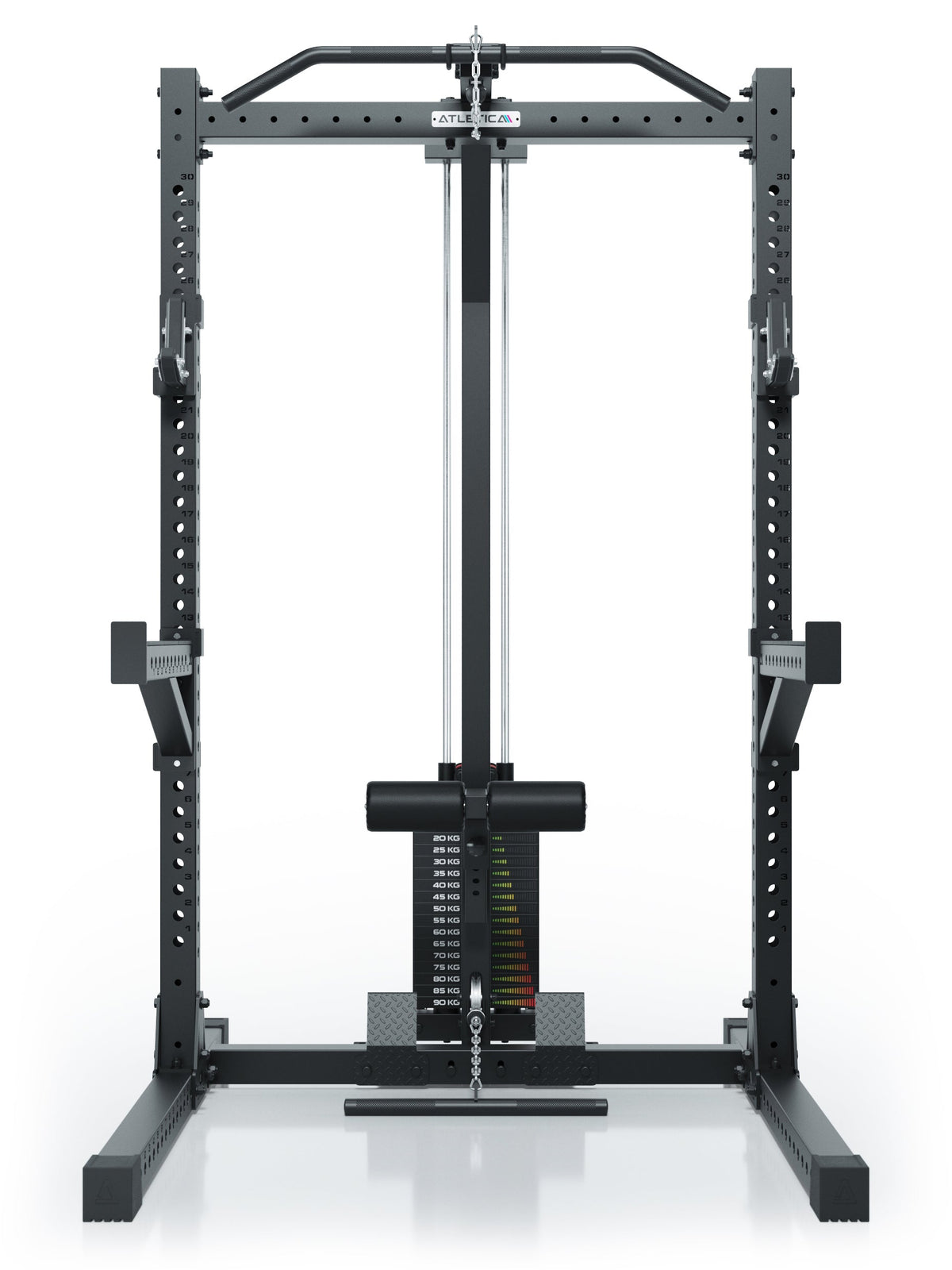 R7 Rider Squat Rack with Lat Pulldown System with 210 lb Weight Stack and Deadlift Station