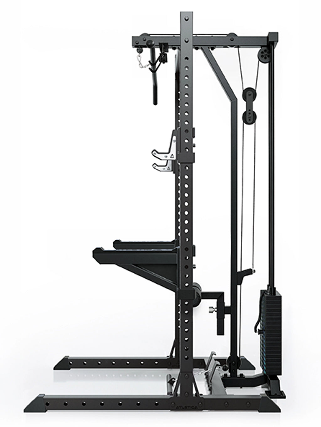 ATLETICA R7 Rider Weight Stack – side view of the weight stack