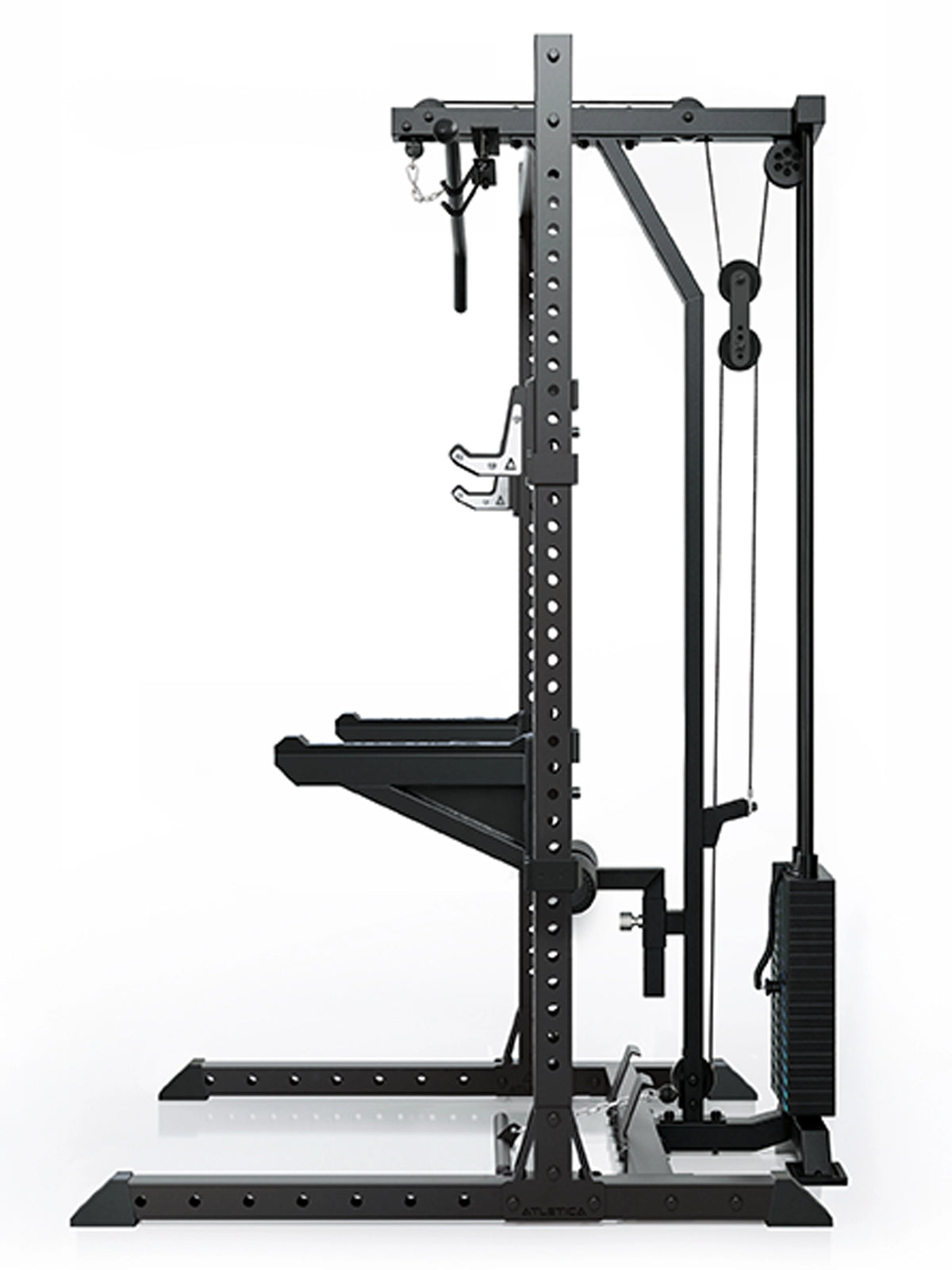 ATLETICA R7 Rider Weight Stack – side view of the weight stack