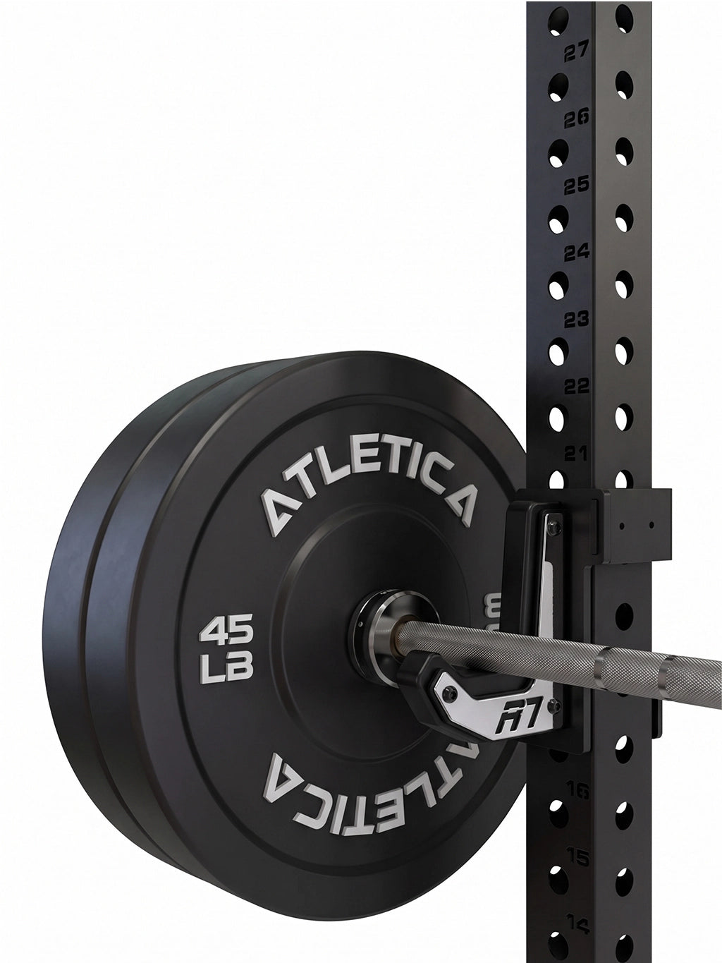R7 Root Power Rack 88": with Performance J-Hooks and barbell loaded with 45 lb Bumper Plates