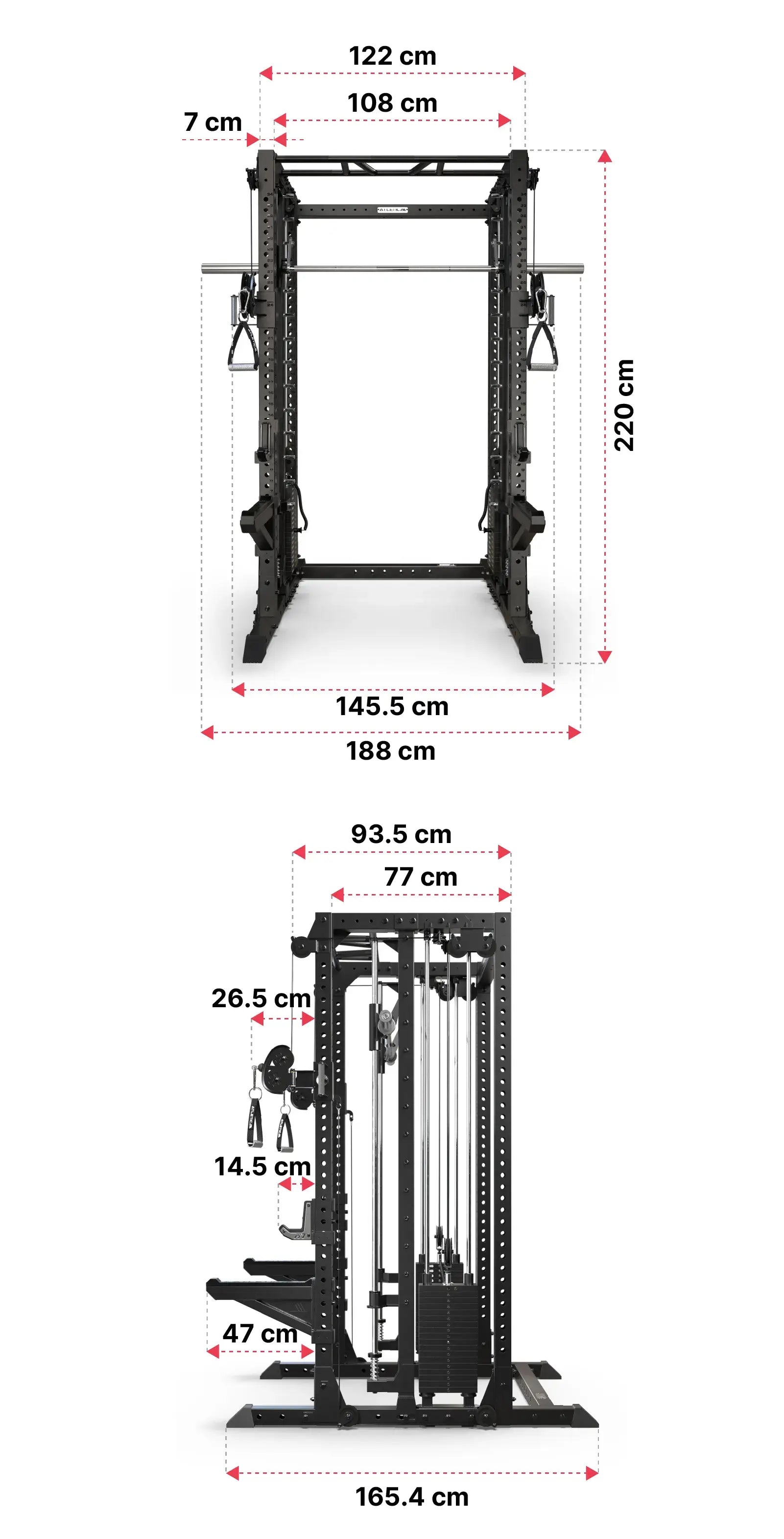 R7 Fighter Base Power Rack Dimensionen