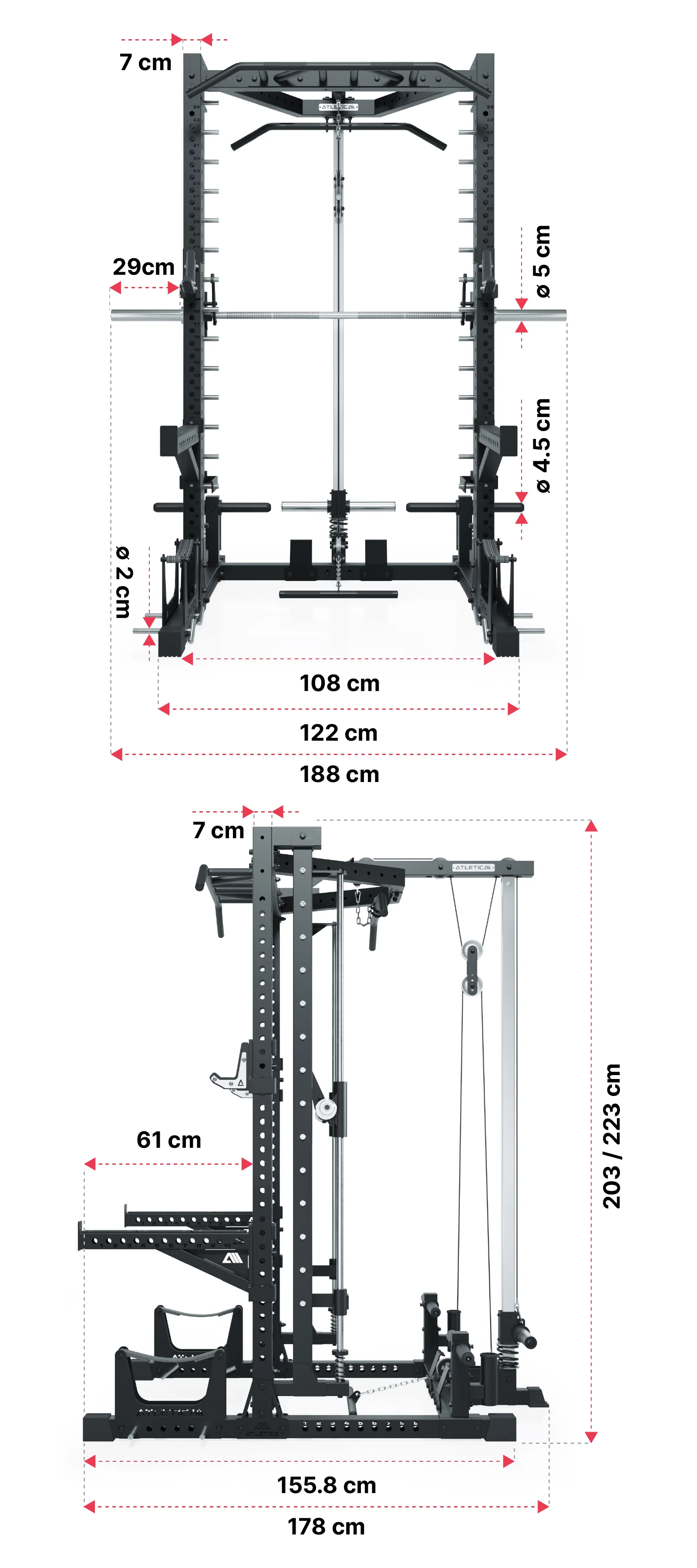 Squat Rack Nemesis Plate Loaded: Dimensionen