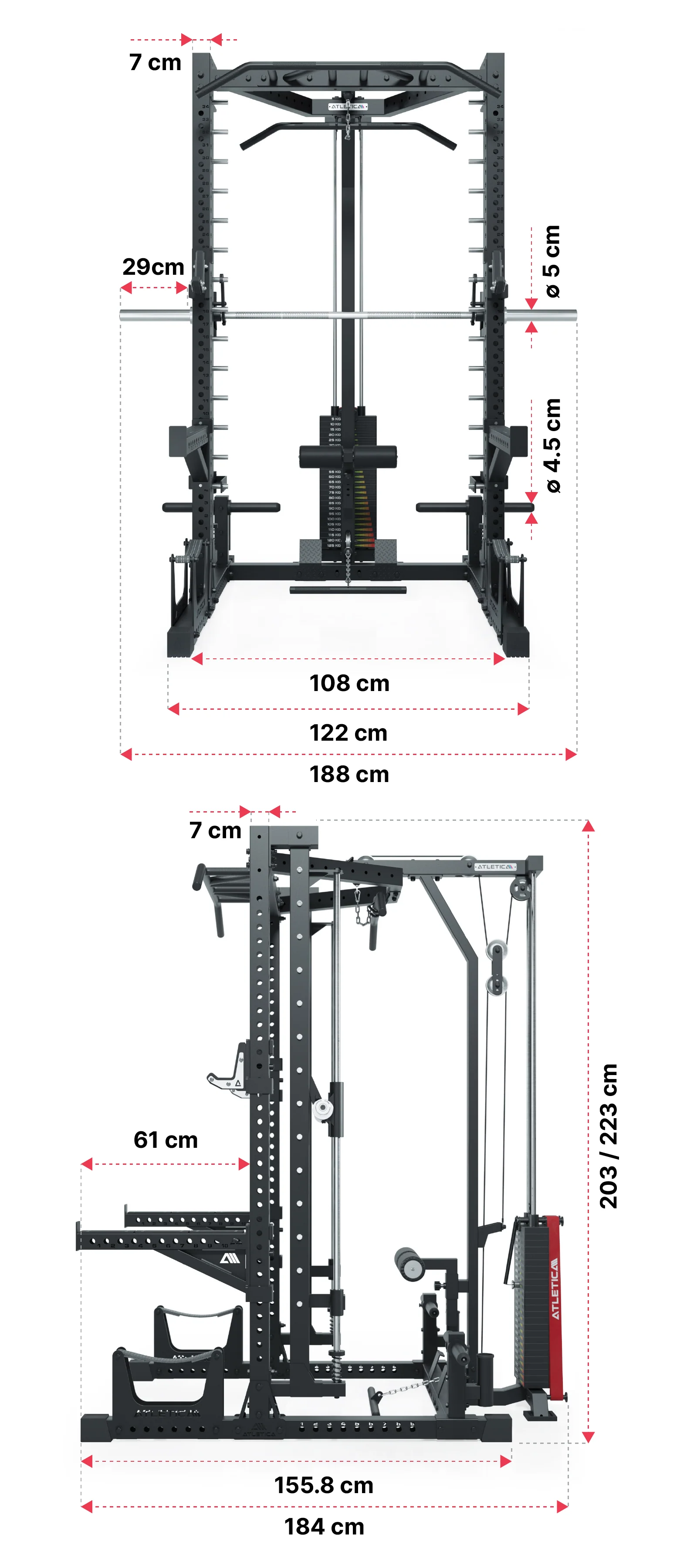 Squat Rack Nemesis Weight Stack: Dimensionen