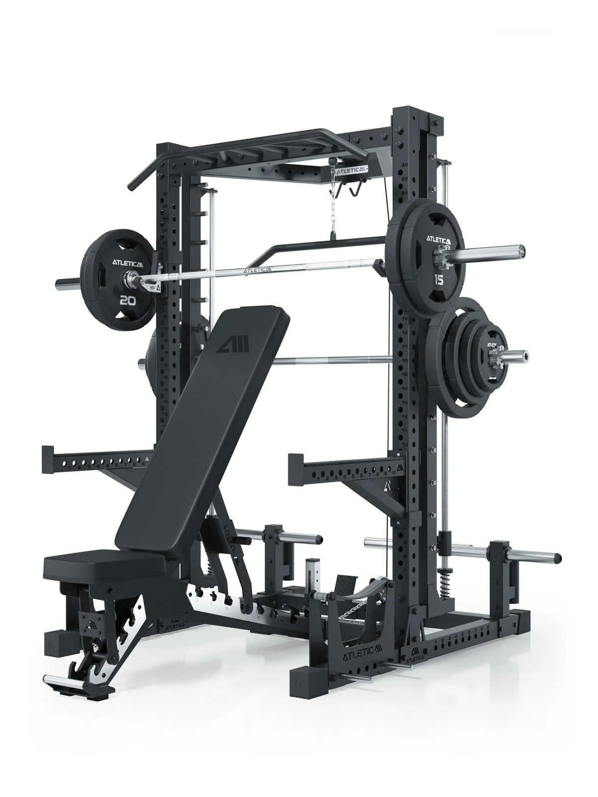 R7 Nemesis Squat Rack with Adjustable Weight Bench, Smith Machine, Pull-Up Bar, Weight Plates 