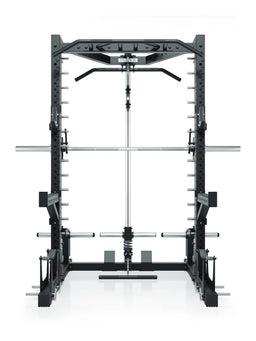 R7 Nemesis Squat Rack Plate Loaded with Smith Machine, pull-up bar, Safety Spotter Arms, for full-body strength training