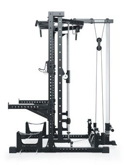 R7 Nemesis Squat Rack with pull-up bar, cable pulley, weight plate storage