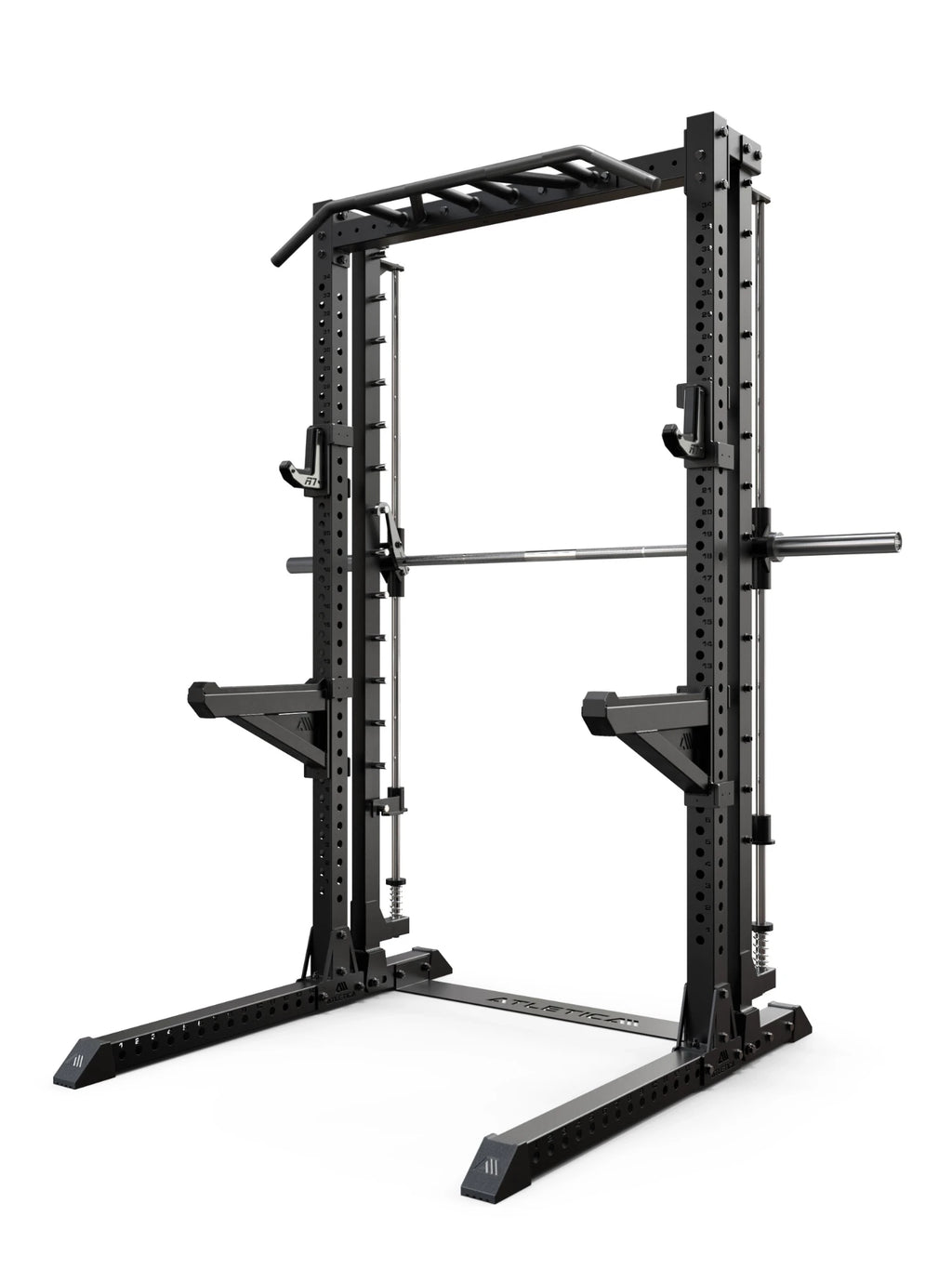 ATLETICA R7 Saber squat rack with Smith machine – angled view