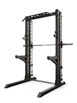 ATLETICA R7 Saber squat rack with Smith machine – angled view