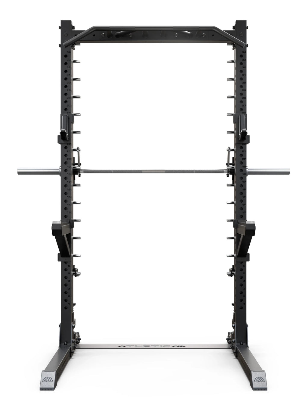 ATLETICA R7 Saber squat rack with Smith machine – front view