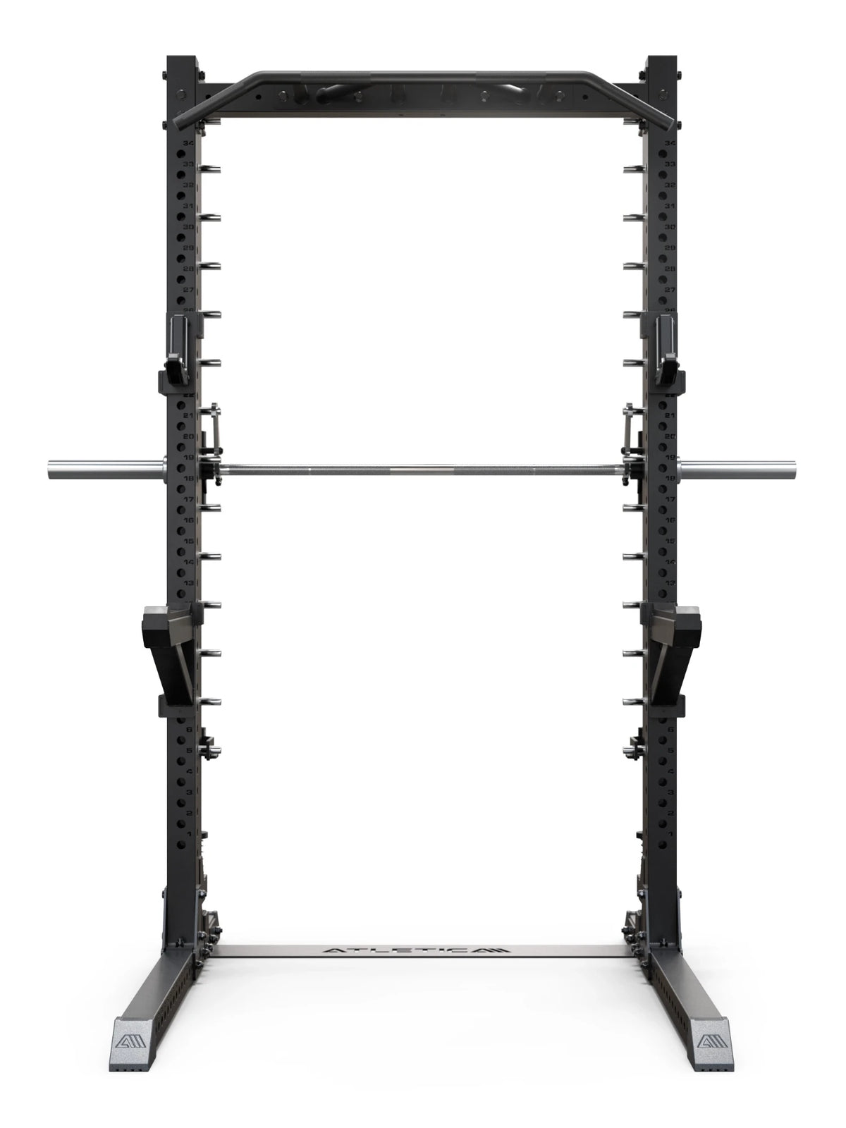ATLETICA R7 Saber squat rack with Smith machine – front view