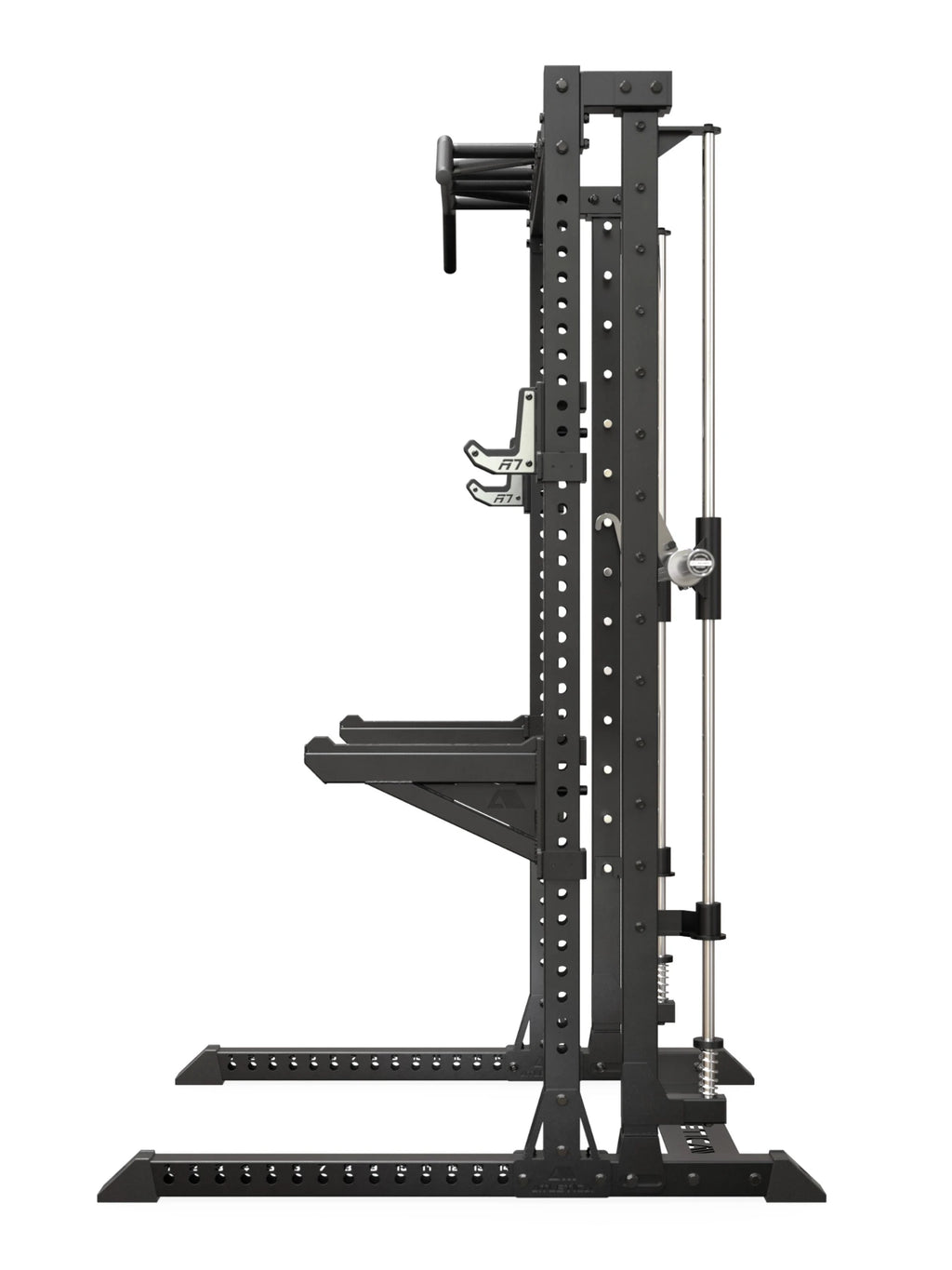 ATLETICA R7 Saber squat rack with Smith machine – side view