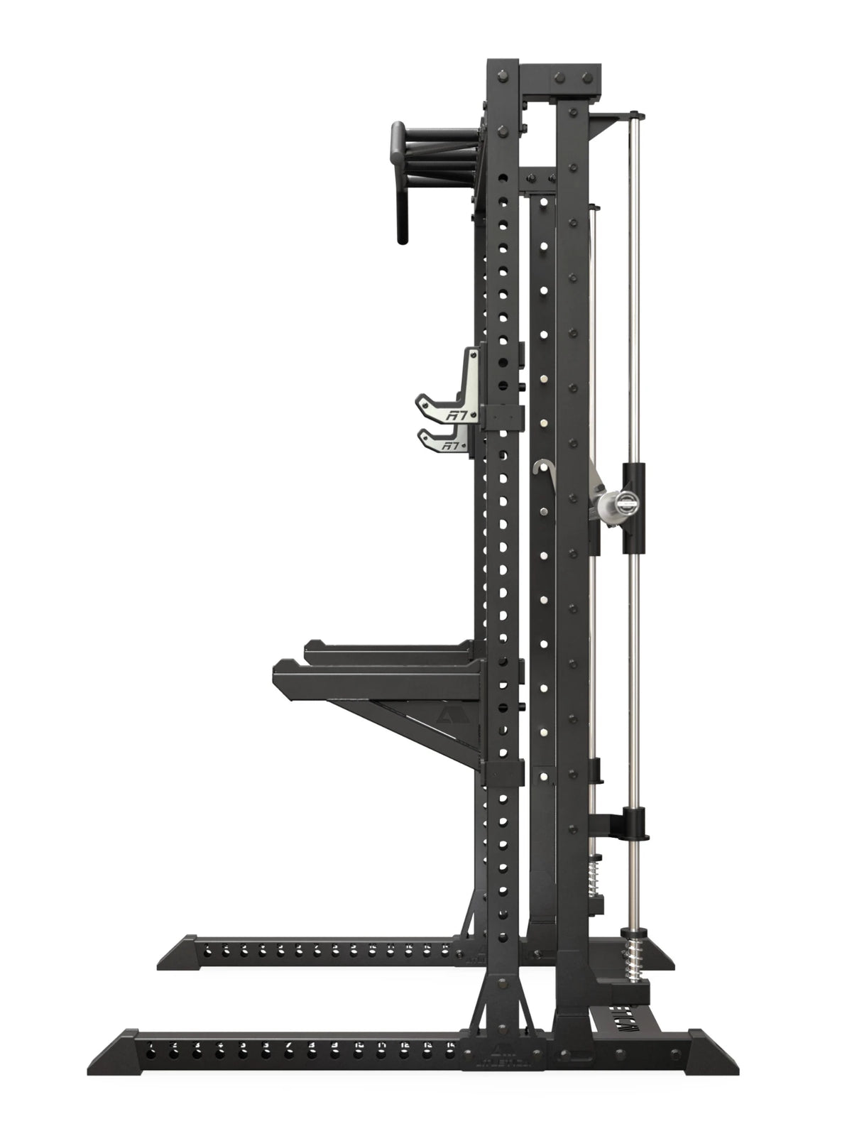 ATLETICA R7 Saber squat rack with Smith machine – side view